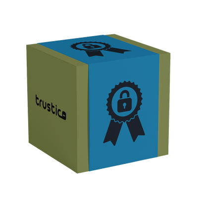 A 3D cube with olive green and blue sides. The blue sides show a ribbon and padlock, representing business SSL security. One green side has "Sectigo® OV + Multi Domain" from Sectigo CA and a padlock icon, symbolizing trusted certification.
